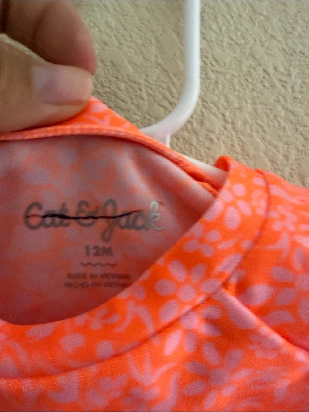 Cat & Jack Neon Orange Floral Print Crop Top